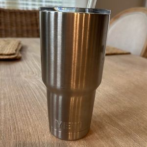 Large Yeti travel cup.  Stainless steel.  Two tops and straw.  Never used.